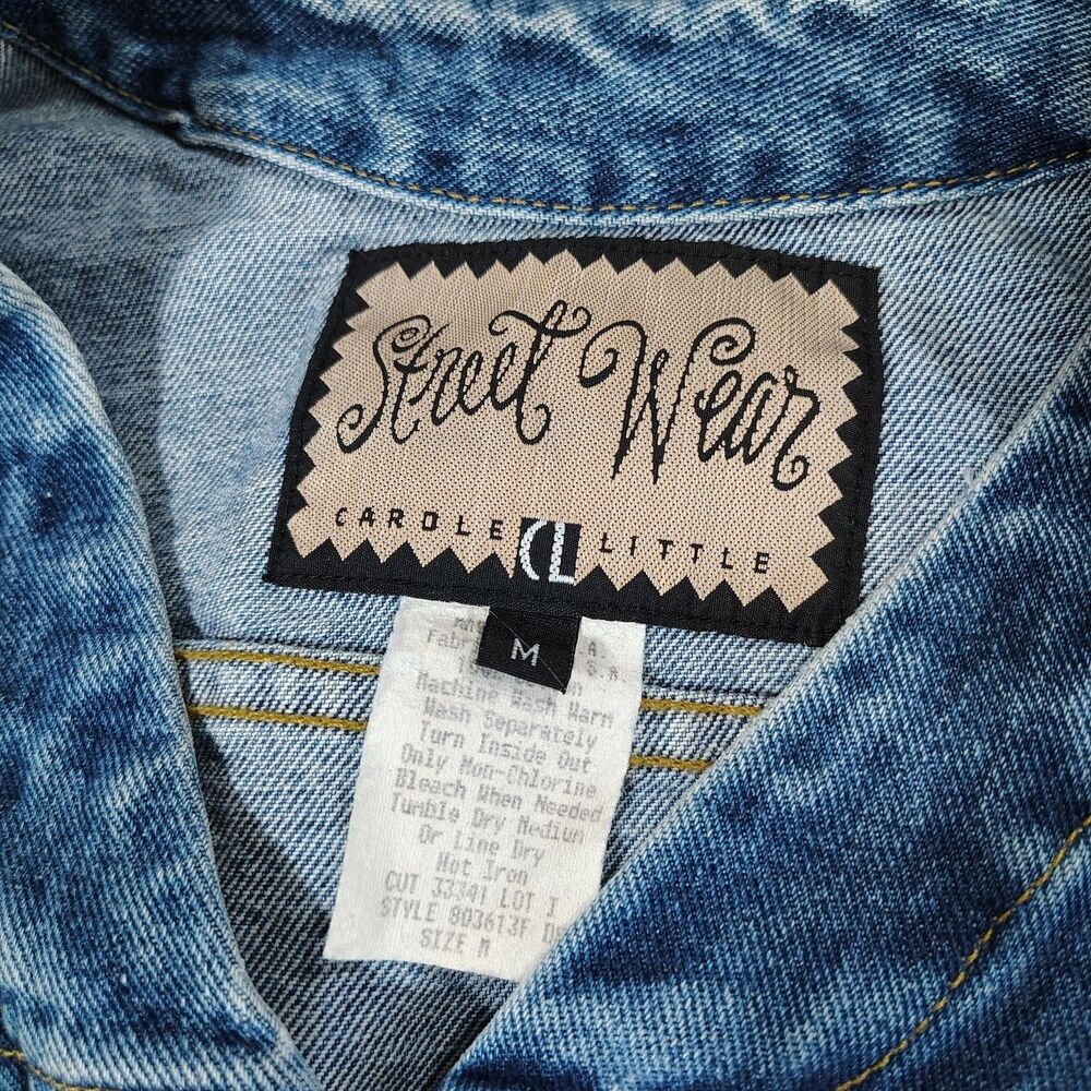 Vintage Street Wear Cropped Jean Vest Medium USA Made Two Tone Western Denim - Picture 4 of 8